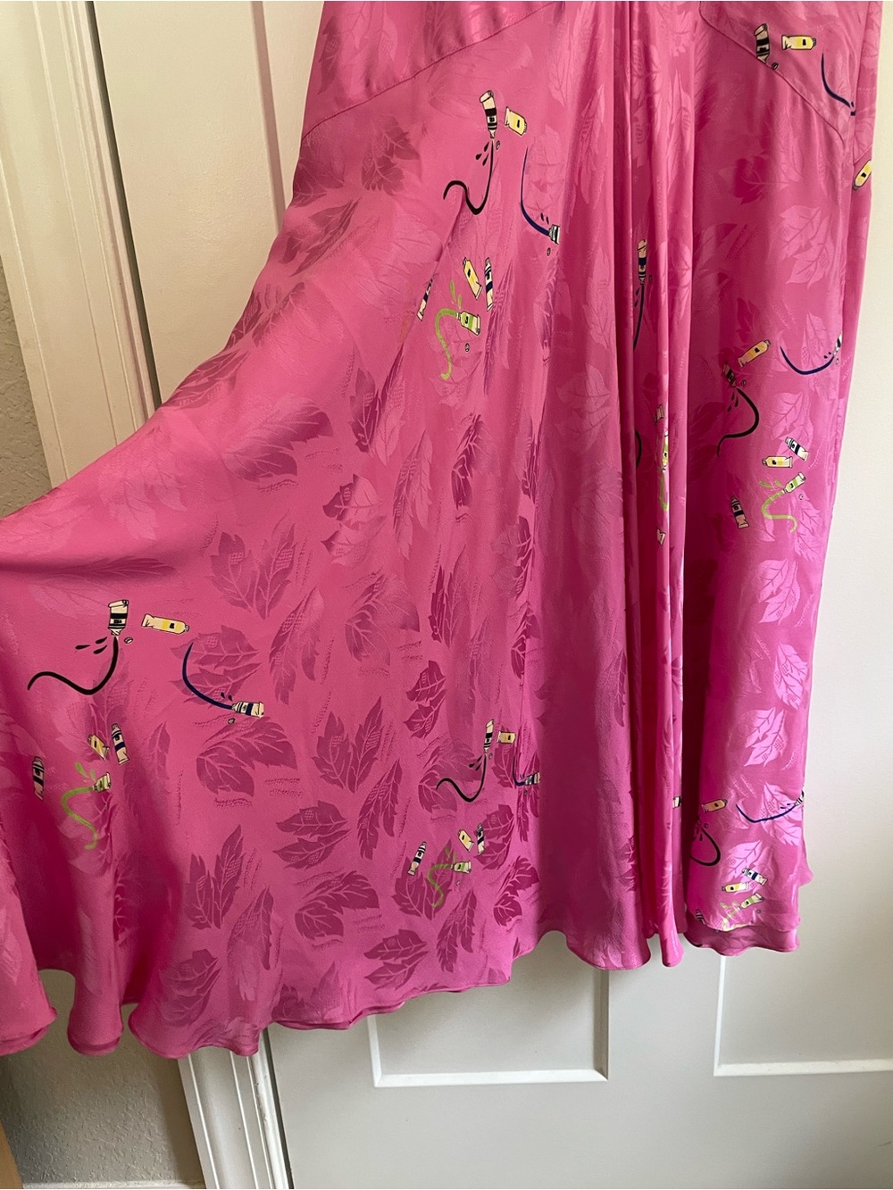 Rare Vintage Nicole Miller 100% Silk Paint Tube Novelty Print Jacquard Maxi Dres - Picture 7 of 10